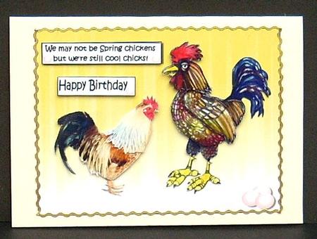 The Spring Chickens Humourous Decoupage by Joyce Watson