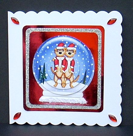 3D Xmas Meerkats Snow Globe Shaped Tree Decoration by Joyce Watson