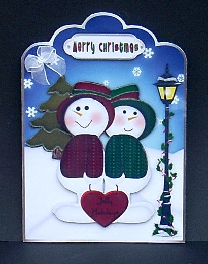 Snow Friends Scallop Top Card Front with Step by Step by Joyce Watson