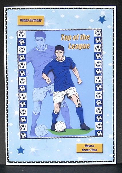 Blue Footballer 4 - Top of the League (a5) by Joyce Watson