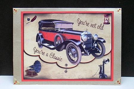 You're Not Old Vintage Car Faux Envelope Quick Card by Joyce Watson