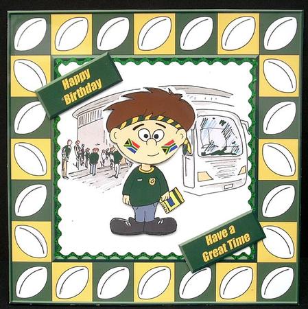 Little Rugby Fan (south Africa) - 8in x 8in by Joyce Watson