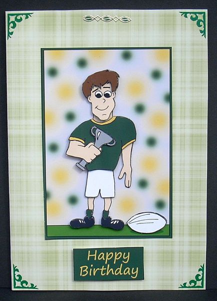 Rugby Dad (green & White) - Decoupage by Joyce Watson