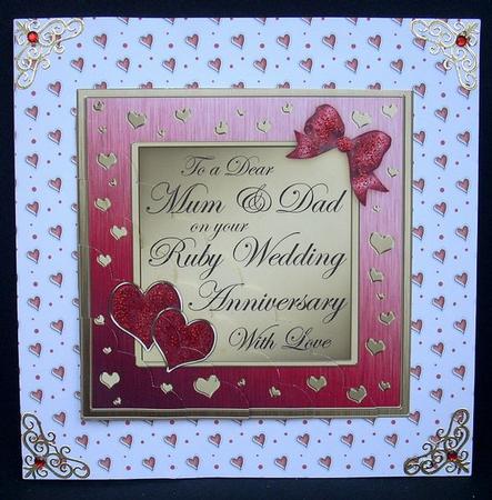 Mum N Dad Ruby Wedding Anniversary Scallop Corner Stacker by Joyce Watson