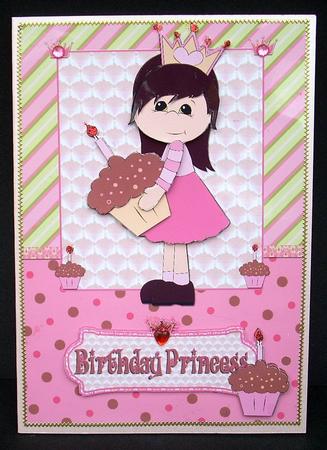 Princess Cupcake (light Skin) Card Front and Decoupage by Joyce Watson