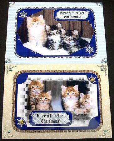 Two Kitten Christmas Quick Card Toppers by Joyce Watson
