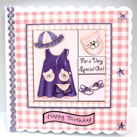 Little Miss 5x5 Decoupage in Purple and Peach by Joyce Watson
