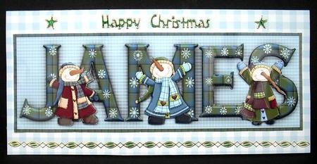 Snowman Fun James Large Dl Name Card by Joyce Watson