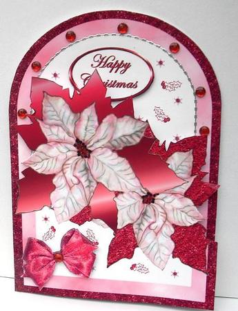 Poinsettias Cutaway Card - Red by Joyce Watson