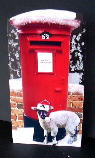 Lamb Christmas Post Box by Joyce Watson