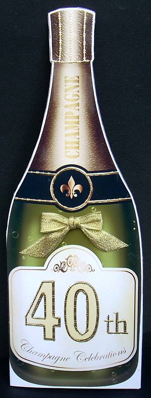 Large Dl 40th Champagne Bottle Shaped Card by Joyce Watson