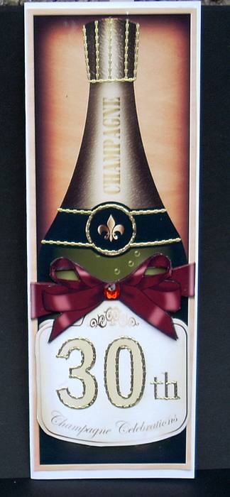 Large Dl 30th Champers in a Box Quick Card 3D Decoupage by Joyce Watson