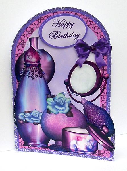 Purple Bottles Cutaway Card by Joyce Watson