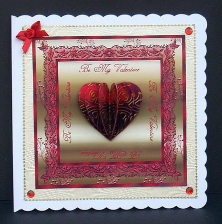 3D Red and Gold Heart Embellishment and Card Front by Joyce Watson