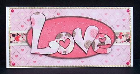 Love Hearts Dl Decoupage Card - Pink by Joyce Watson