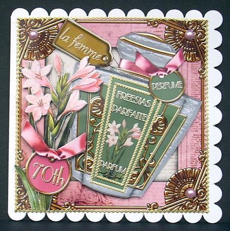 Freesias Perfume 70th Birthday Step by Step Decoupage Sheet by Joyce Watson