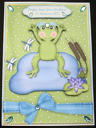 Birthday Frog - Girl Card Front and Step by Step by Joyce Watson