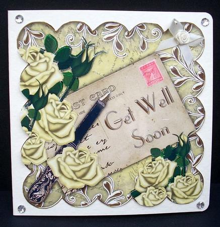 Lemon Roses Get Well Soon Scallop Postcard Step by Step by Joyce Watson