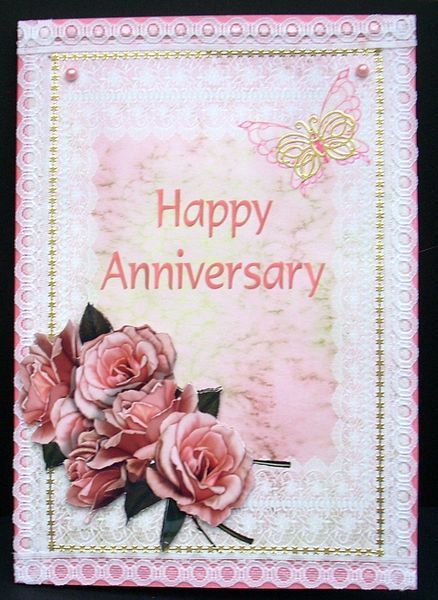 Happy Anniversary Butterflies Roses and Lace by Joyce Watson