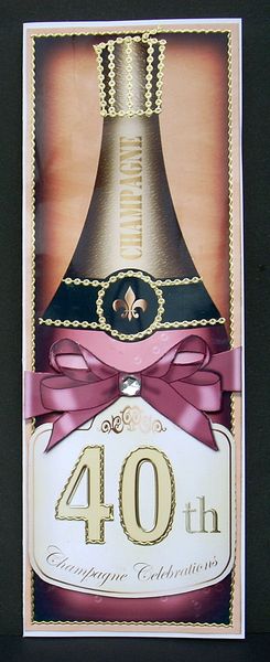 Large Dl 40th Champers in a Box Quick Card 3D Decoupage by Joyce Watson