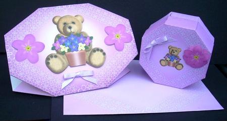 Stand Up Pink Bear with Gift Box by Joyce Watson