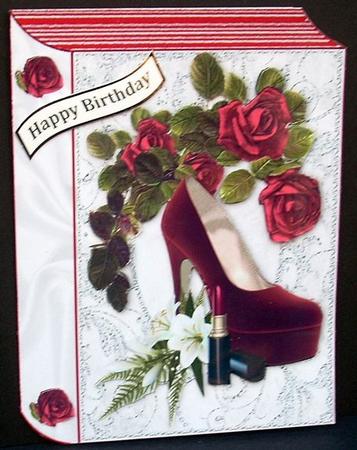 Diamonds, Red Shoes with Red Roses Folded Book by Joyce Watson