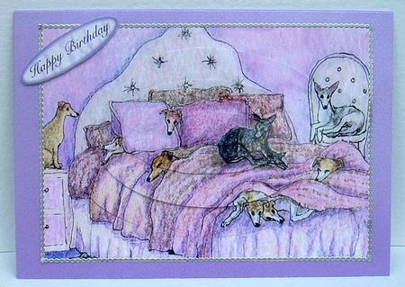 Sleepover - Whippets and Greyhounds - Oval Pyramid by Joyce Watson