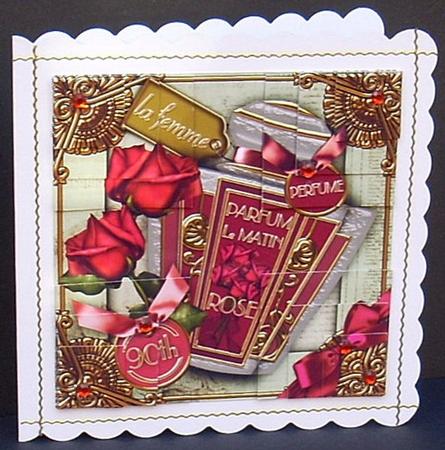 Rose 90th Birthday Perfume 5in All 4 Corner Stacker by Joyce Watson