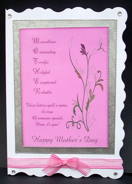 Mother's Day A4 Verse "mam" by Joyce Watson