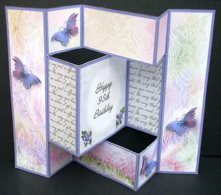 Fantasy Butterfly 3 - 95th Birthday - Tri Shutter Card by Joyce Watson