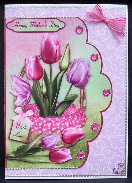 Tulip Joy A4 Scallop Card Front by Joyce Watson