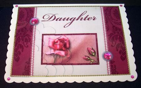 Pink Vintage Rose - Daughter - Scalloped Pyramid Card by Joyce Watson