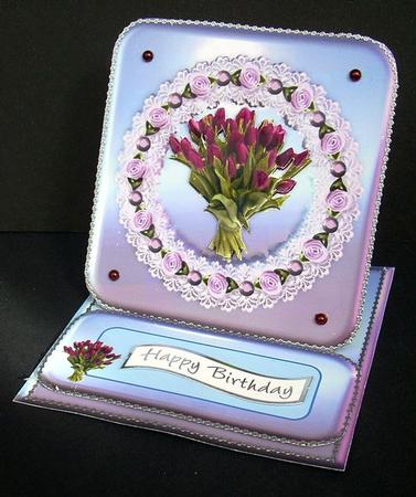 Purple Tulips Easel Card by Joyce Watson