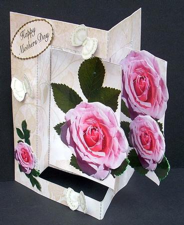 W Fold Pink Roses 2 Wings Easy to Make by Joyce Watson