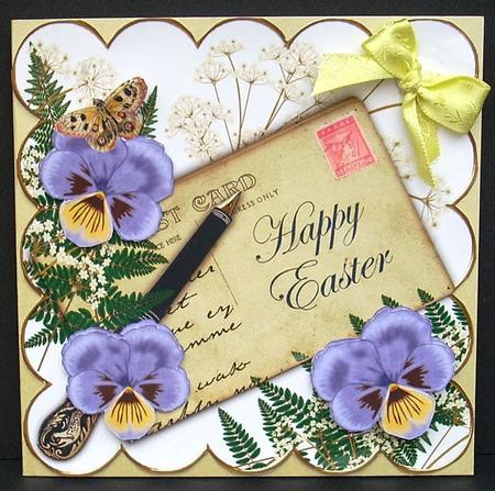 Blue Pansy Happy Easter Ink Saver 6in Step by Step by Joyce Watson