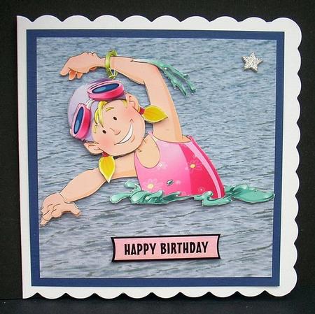 Cute Swimmer Girl Decoupage Sheet by Joyce Watson