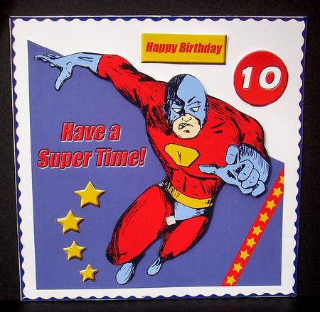 Superhero (blue) Cut Out 6in x 6in by Joyce Watson