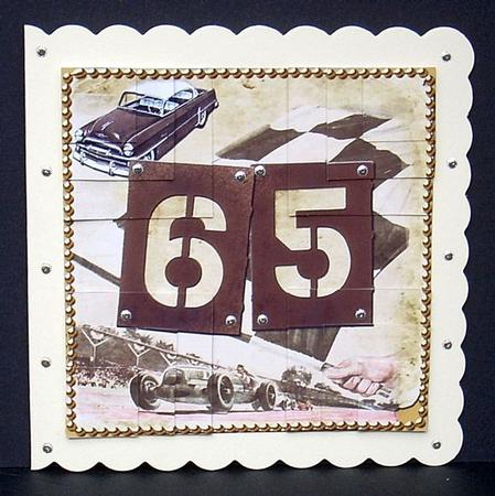Vintage Racing Car 65th Birthday 5in Corner Stacker by Joyce Watson