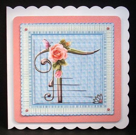 Floral Rose Monogram Letter T by Joyce Watson