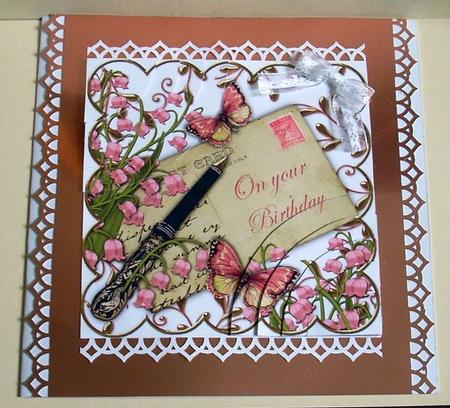 Pink Lily Valley Birthday Ink Saver 6in Duo Corner Stacker by Joyce Watson