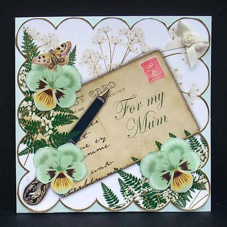 Mint Pansy Ink Saver for My Mum 6in Decoupage Topper by Joyce Watson