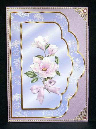 Scalloped Card Front with Lilac Magnolias by Joyce Watson