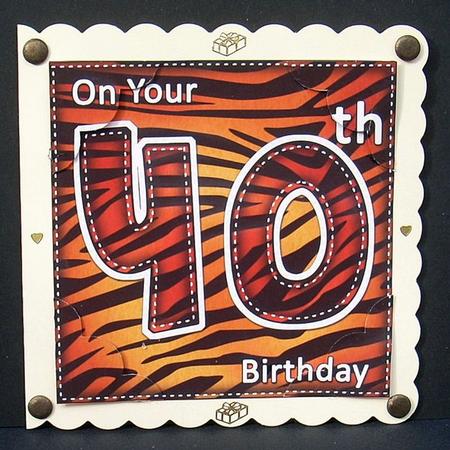 8 x 8 Fun Zebra Striped 40th Birthday Scalloped Topper by Joyce Watson