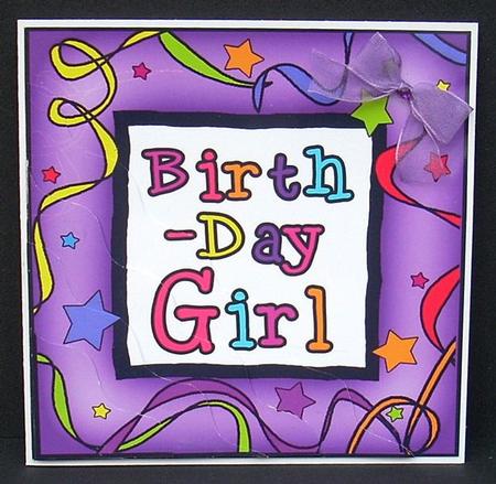 Birthday Girl Wavy Corner Side Stacker Topper by Joyce Watson