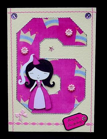 Girl Aged 6 Shaped Card by Joyce Watson