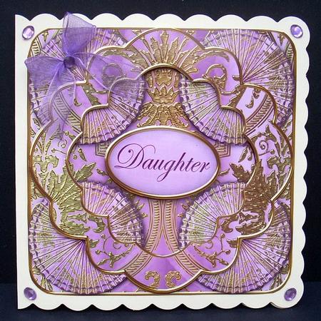 Lilac Multi Mix Daughter 3D Rosette Decoupage Card Front by Joyce Watson
