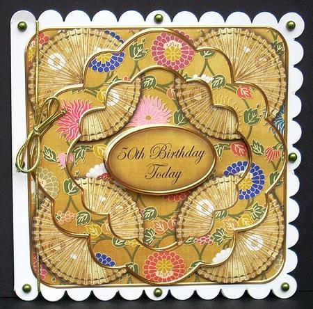Gold Oriental Flower 50th Birthday 3D Rosette Step by Step by Joyce Watson