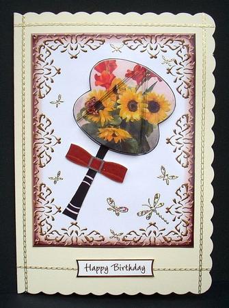 Butterfly Sunflowers 3D Fan Stacker Topper Sheet by Joyce Watson