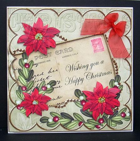 Red Poinsettia Ol Wishing Christmas 8in Xtreme Decoupage Kit by Joyce Watson