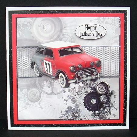 Into the Red Mini & Cogs 8x8inch Card Front by Joyce Watson